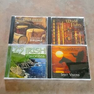 Set of Four CDs Nature's Drums, Irish Favorites, World Flutes, Spirit Visions